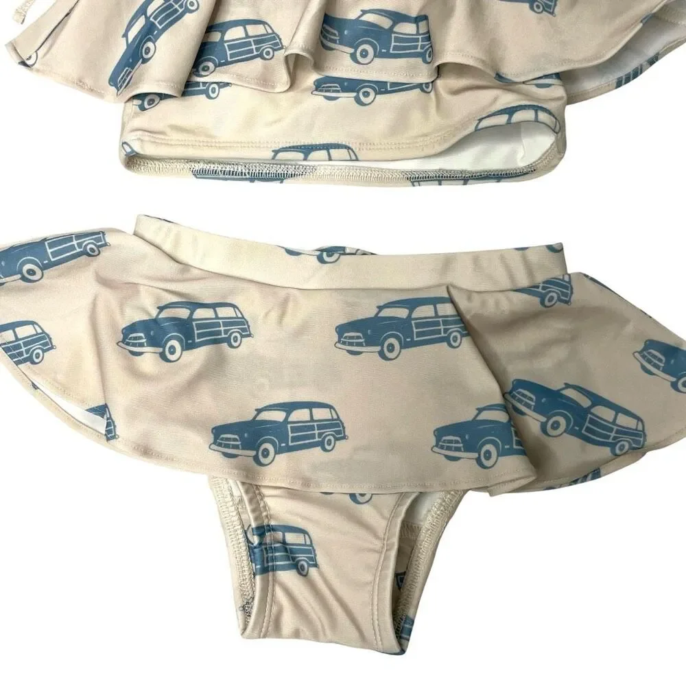 Kate Quinn swim‎ set top and bottom Size 2T car print ruffle